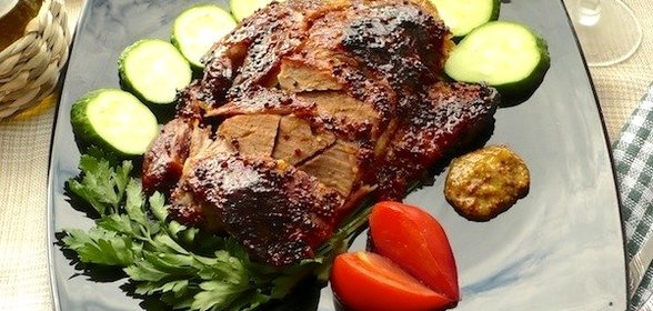 Баранья нога в горчице с мёдом