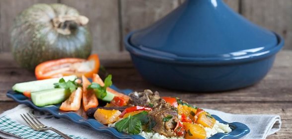 Тажин с бараниной, тыквой, сладким перцем и кускусом
