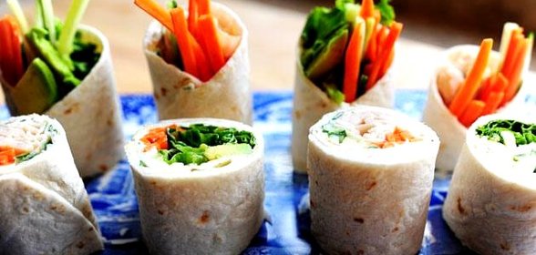 Овощные роллы из лепешек тортильяс