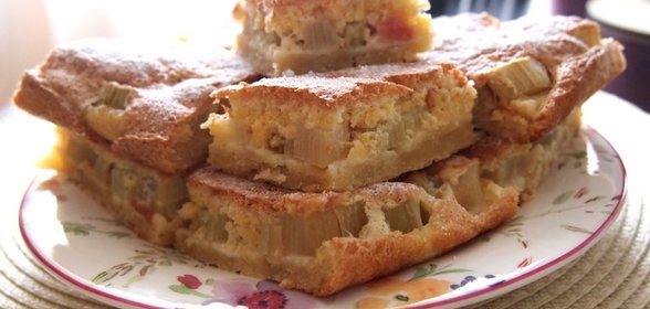 Пирог с рабарбаром (ревенем) и бисквитом