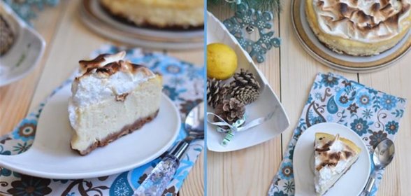 Лимонный чизкейк с запеченной меренгой