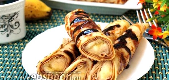 Тонкие блинчики фаршированные бананами