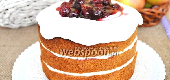 Голый торт с творожным кремом и пьяной вишней