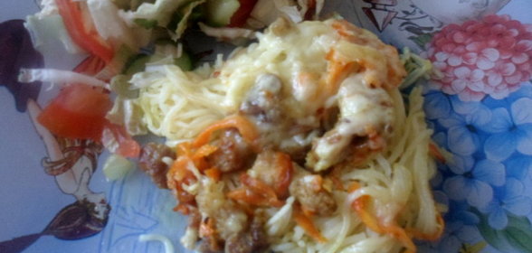 Бабушкин кассероль (запеканка из спагетти)