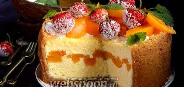 Кокосовый сырник с персиковой прослойкой