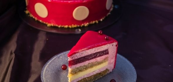 Торт-мусс с клюквой и пралине