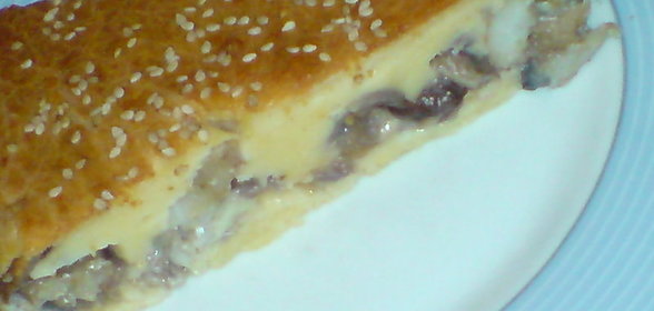 Пирог заливной с рыбой и грибами