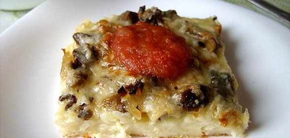 Запеканка из макарон с грибами