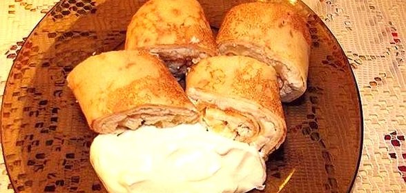 Блинчики, фаршированные курицей и грибами