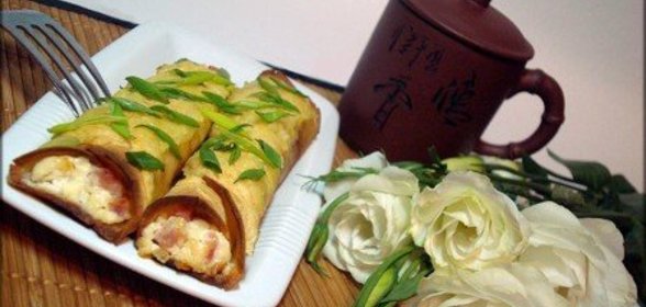 Блинчики с ветчиной и сырной корочкой