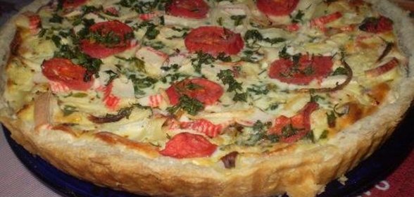 киш с крабовыми палочками и цветной капустой
