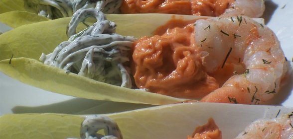 Закуска с креветками на цикории BOATS кораблики!