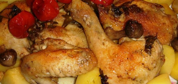 Жаркое из курочки в винном соусе