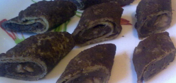 Шоколадно-ореховые блинчатые роллы