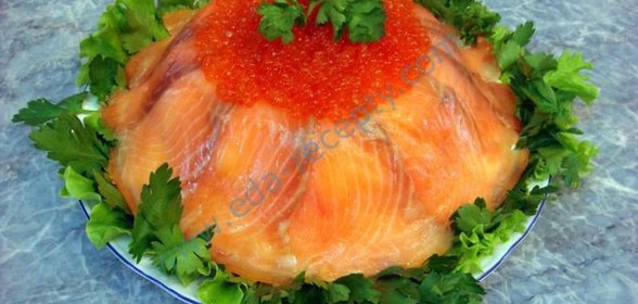 Салат Торт рыбный из семги с икрой