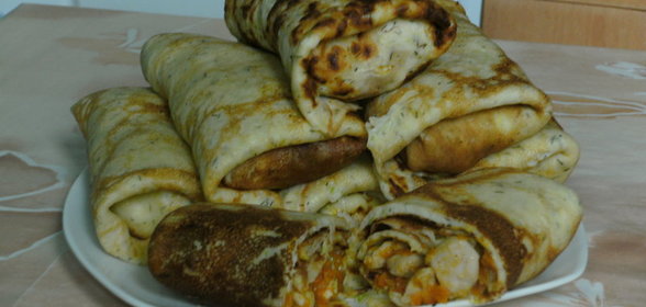 Фаршированные блины из кабачков с мясной начинкой