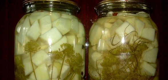 Патиссоны, консервированные кусочками