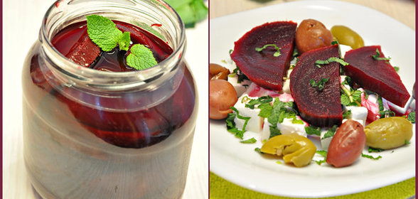 Маринованная свекла с мятой + салат из этой свеклы и сыра Фета