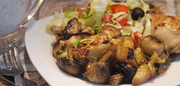 Запеченный сливочный картофель с грибами