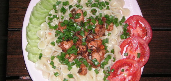 лосось с макаронами