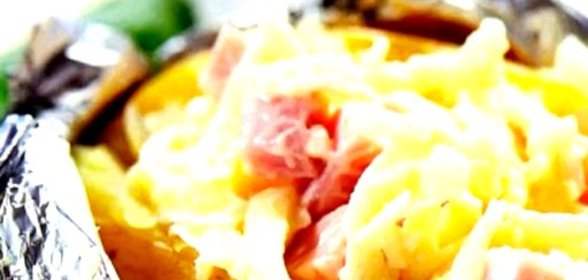 Картофель, фаршированный ветчиной и сыром