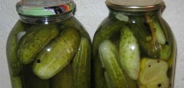 Патиссоны, консервированные с огурцами