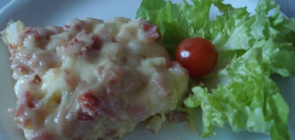 Запеканка из цветной капуста с ветчиной