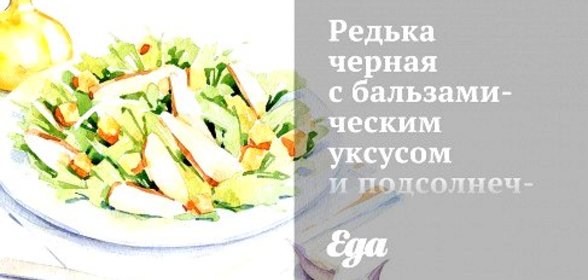 Редька черная с бальзамическим уксусом и подсолнечным маслом