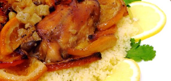 Курица в апельсиновом маринаде с кускусом