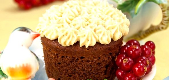 Шоколадные кексы с карамельным кремом