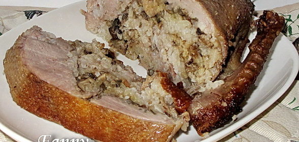 Утка без костей, фаршированная рисом с белыми грибами