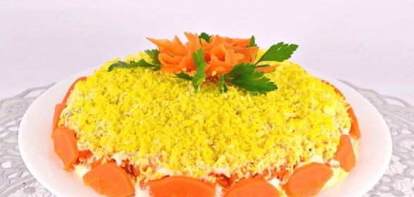 Салат Мимоза с картофелем и твердым сыром