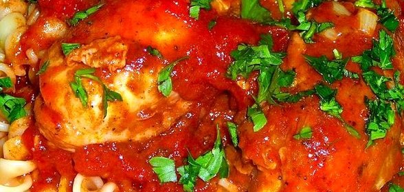 Макароны с курицей