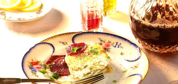 Копченая треска под соусом бешамель