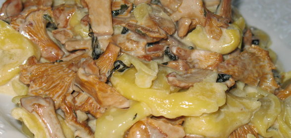 Тортеллини с лесными грибами в сливочном соусе