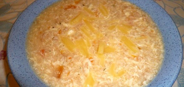 Супчик овсяный с яйцом и сыром