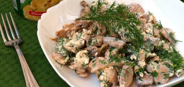 Закуска из шампиньонов с плавленными сырками