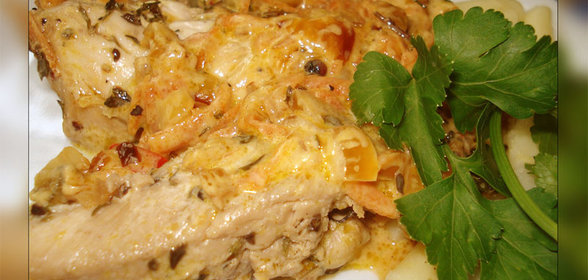 Куриное филе, но главное соус к нему МОРКОВНО-АПЕЛЬСИНОВО-СЛИВОЧНЫЙ с тимьяном