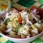 Постный картофельный салат с квашенной капустой и зеленым горошком