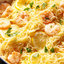 Паутинка с чесноком, лимоном и креветками