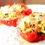 Запеченные, фаршированные пастой и сыром красные перцы