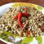 Зеленая гречка с помидорами, луком и чесноком