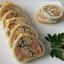 Кальмар, фаршированный омлетом и грибами