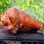 Голень индейки, запеченная на мангале, в медовой глазури