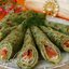 Шпинатные блинчики с красной рыбой и икрой