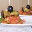 Тартар из помидоров и зелени с баклажаном и маслинами