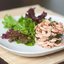 Маринованные креветки с цукини и зеленым салатом