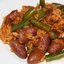 Куриные сердечки с рисом и зеленой фасолью