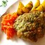 Куриные бёдра под корочкой из хлебных крошек, зелени и сыра