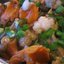 Салат-закуска из маринованных овощей и лисичек с ореховым соусом